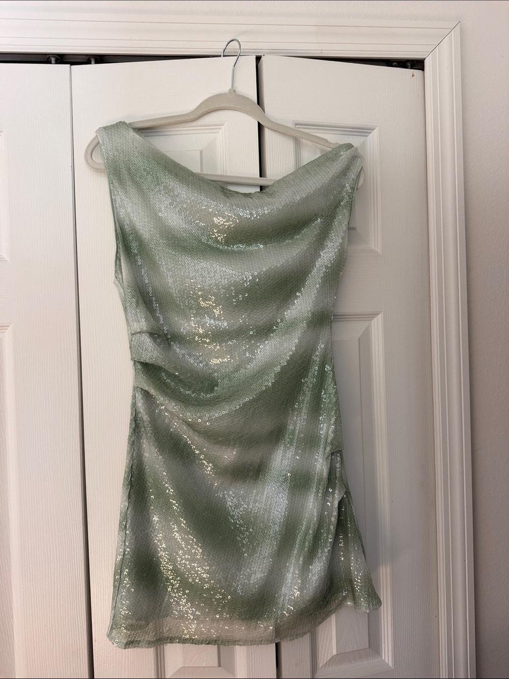 Hello Molly Sage Sequin Mini Dress